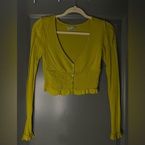 Urban outfitters long sleeve deep v blouse